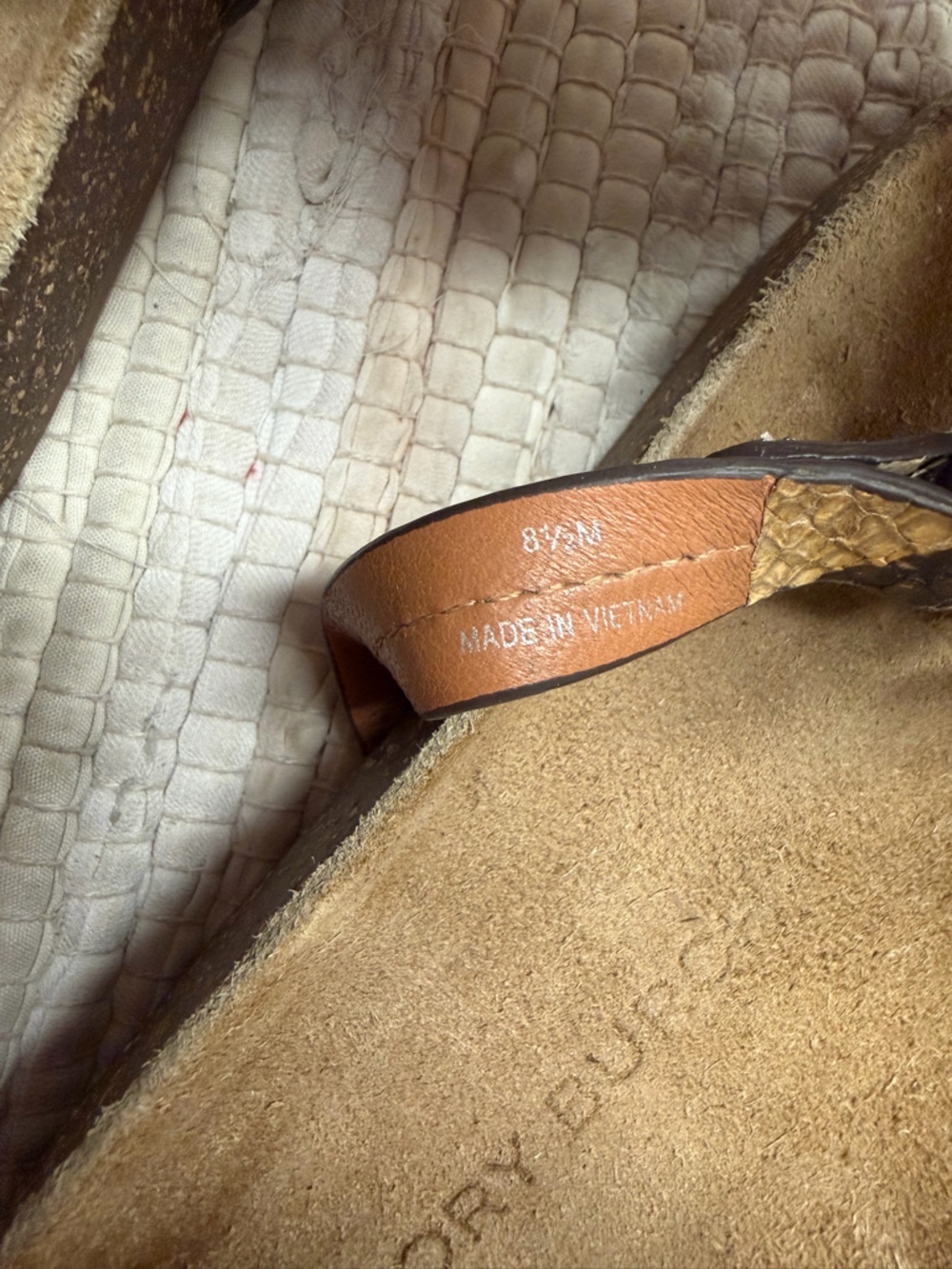 Tory Burch Miller Cloud Sandals Snake Print Thong Sandals Pale Desert Size 8.5 - Picture 3 of 7